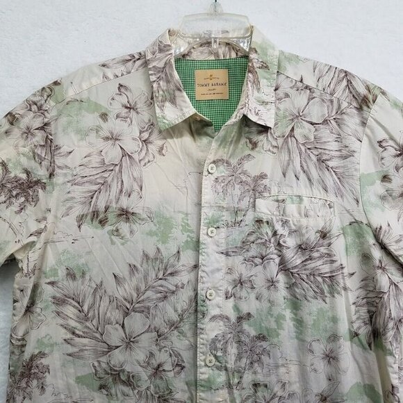 Tommy Bahama Shirt Mens Large Hawaiian Tropical Palm Trees Flowers Short Sleeve - Picture 1 of 11